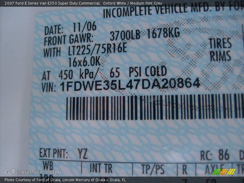 Oxford White / Medium Flint Grey 2007 Ford E Series Van E350 Super Duty Commercial