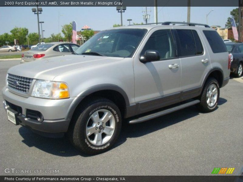 Silver Birch Metallic / Midnight Gray 2003 Ford Explorer XLT AWD