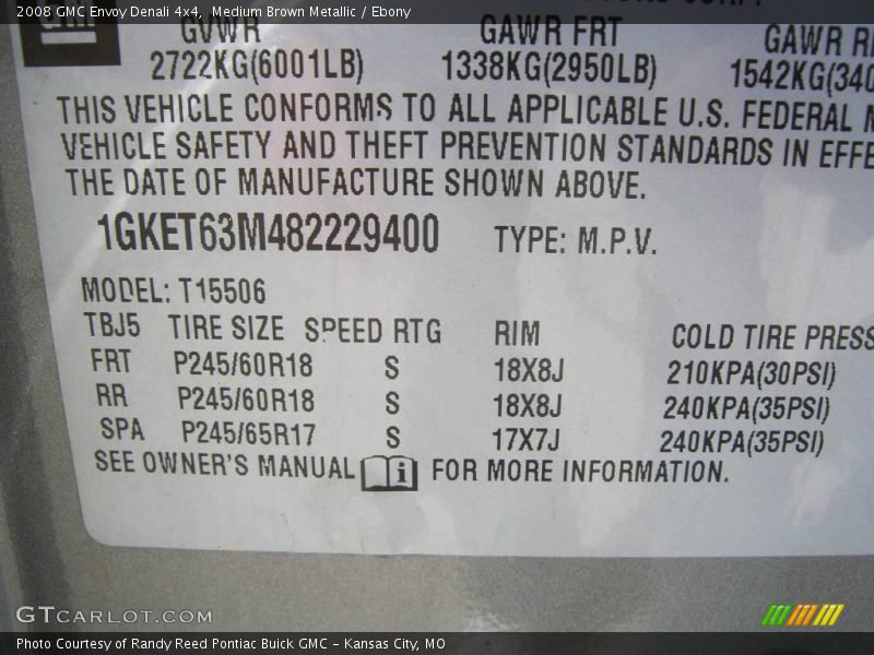 Medium Brown Metallic / Ebony 2008 GMC Envoy Denali 4x4