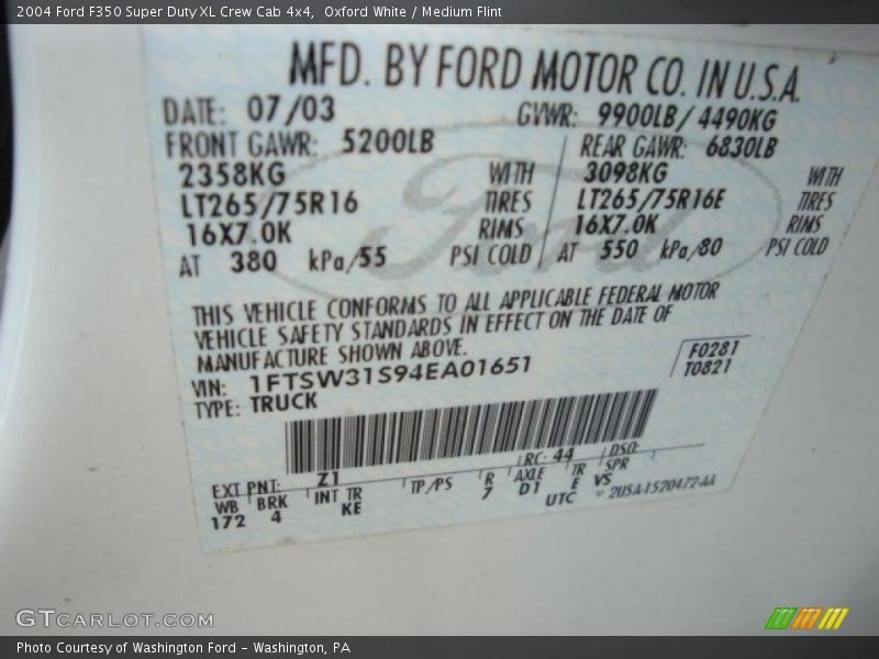 Oxford White / Medium Flint 2004 Ford F350 Super Duty XL Crew Cab 4x4