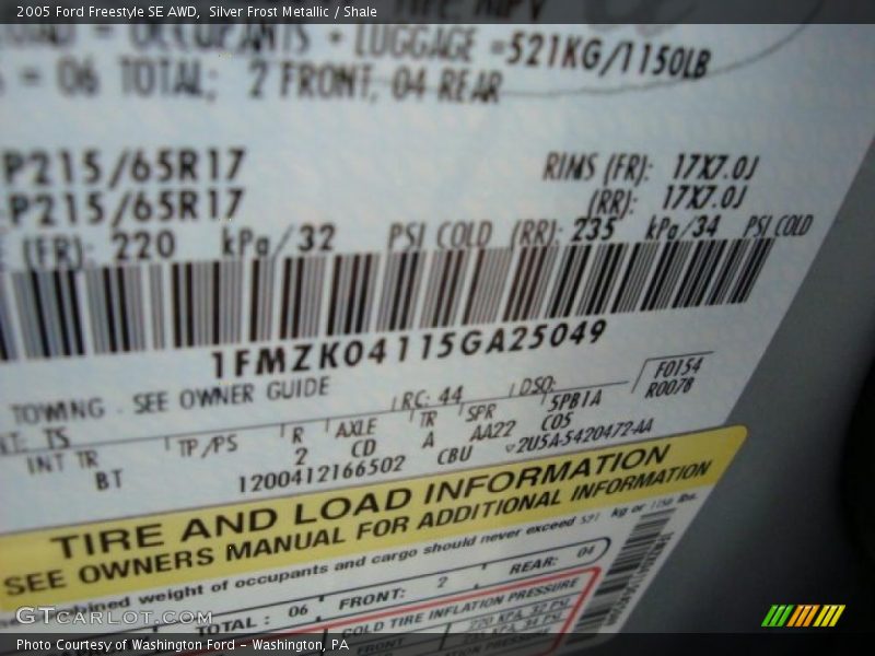 Silver Frost Metallic / Shale 2005 Ford Freestyle SE AWD