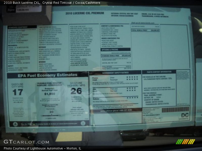 Crystal Red Tintcoat / Cocoa/Cashmere 2010 Buick Lucerne CXL