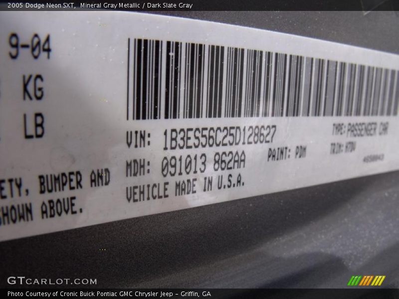 Mineral Gray Metallic / Dark Slate Gray 2005 Dodge Neon SXT