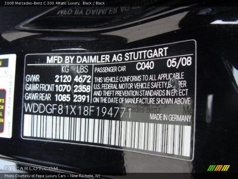 Black / Black 2008 Mercedes-Benz C 300 4Matic Luxury