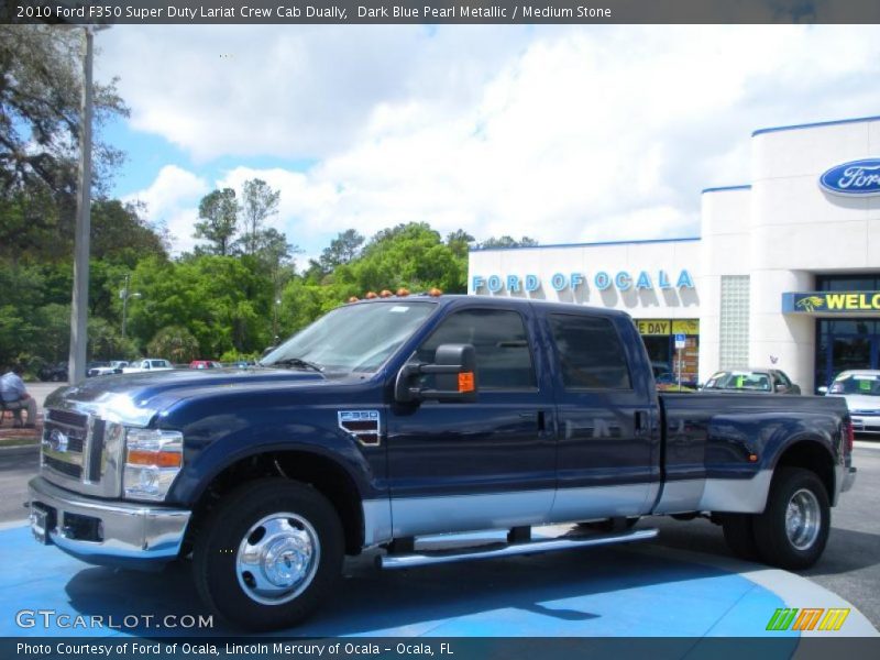 Dark Blue Pearl Metallic / Medium Stone 2010 Ford F350 Super Duty Lariat Crew Cab Dually