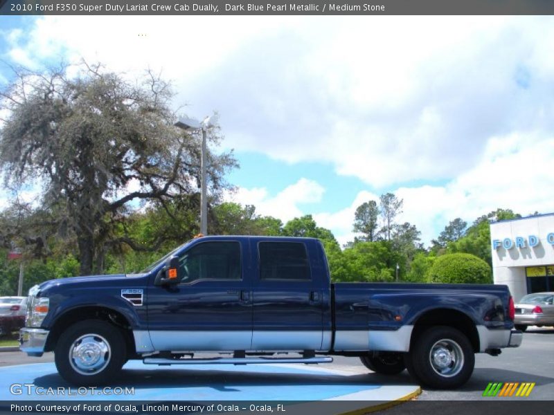Dark Blue Pearl Metallic / Medium Stone 2010 Ford F350 Super Duty Lariat Crew Cab Dually