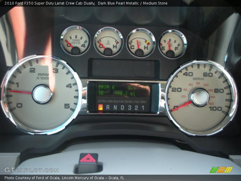 Dark Blue Pearl Metallic / Medium Stone 2010 Ford F350 Super Duty Lariat Crew Cab Dually