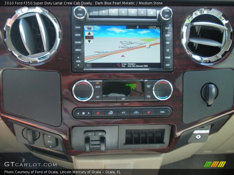 Dark Blue Pearl Metallic / Medium Stone 2010 Ford F350 Super Duty Lariat Crew Cab Dually