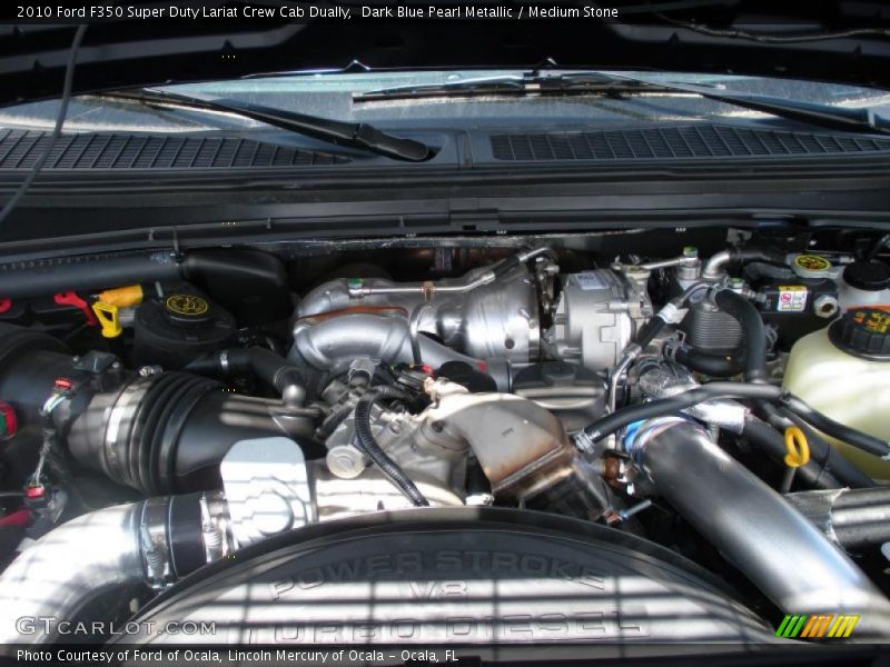 Dark Blue Pearl Metallic / Medium Stone 2010 Ford F350 Super Duty Lariat Crew Cab Dually