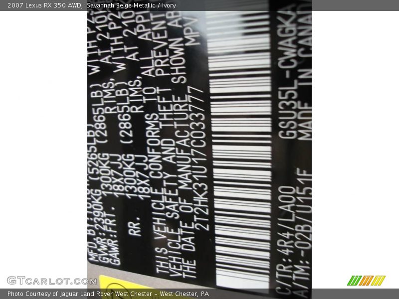 Savannah Beige Metallic / Ivory 2007 Lexus RX 350 AWD