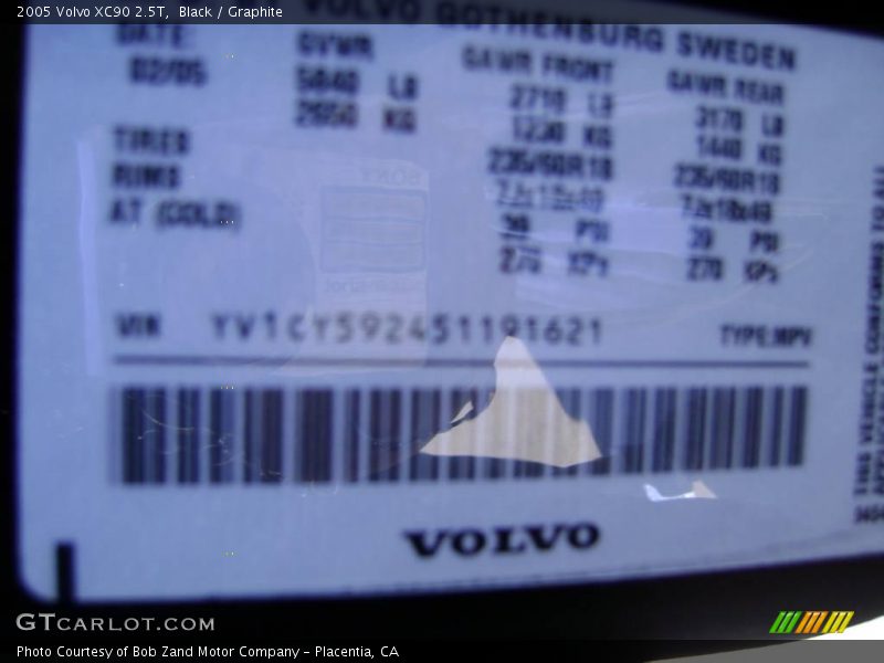 Black / Graphite 2005 Volvo XC90 2.5T