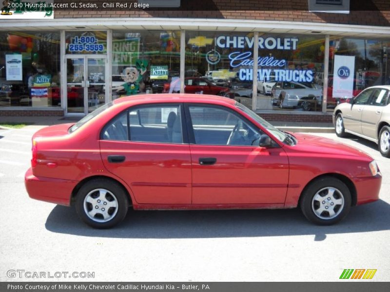 Chili Red / Beige 2000 Hyundai Accent GL Sedan