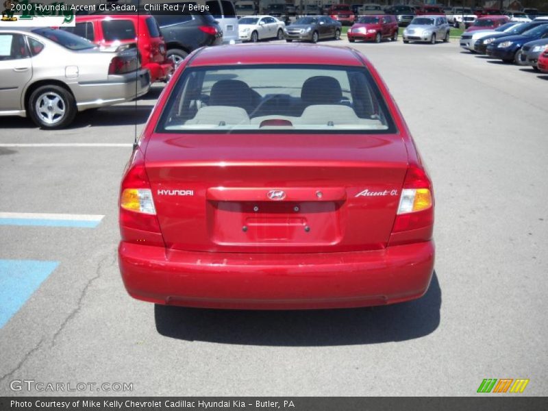 Chili Red / Beige 2000 Hyundai Accent GL Sedan