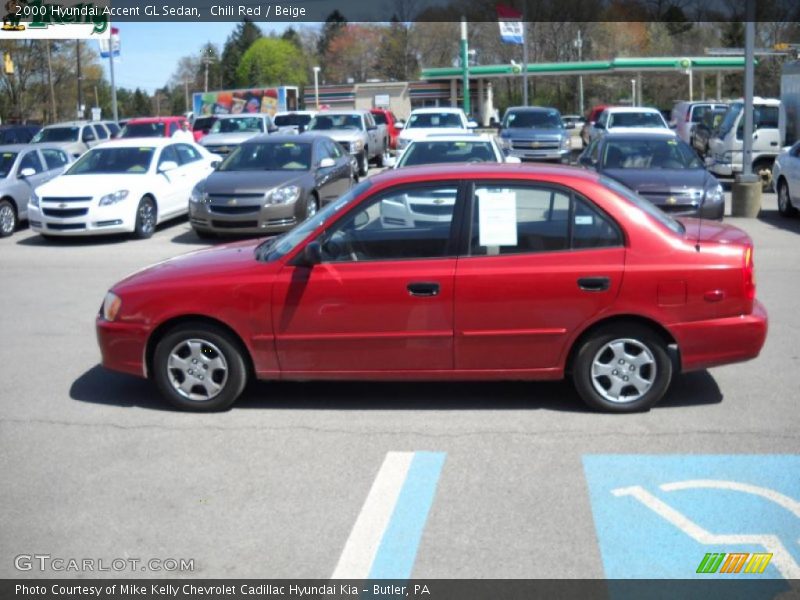 Chili Red / Beige 2000 Hyundai Accent GL Sedan