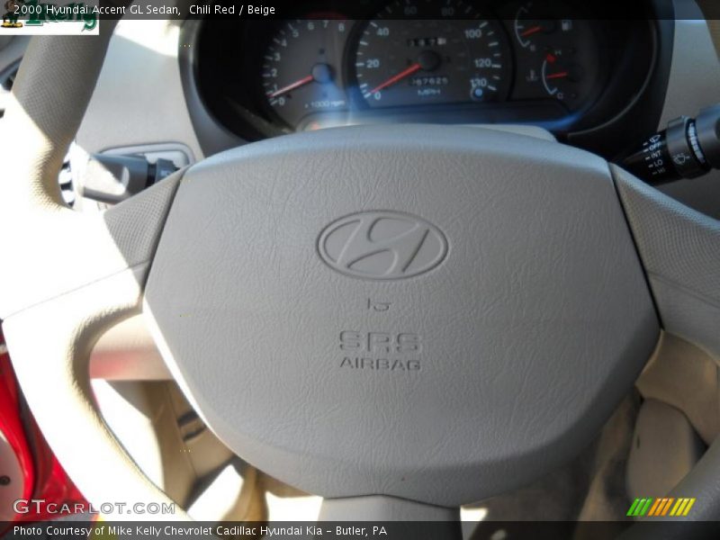 Chili Red / Beige 2000 Hyundai Accent GL Sedan