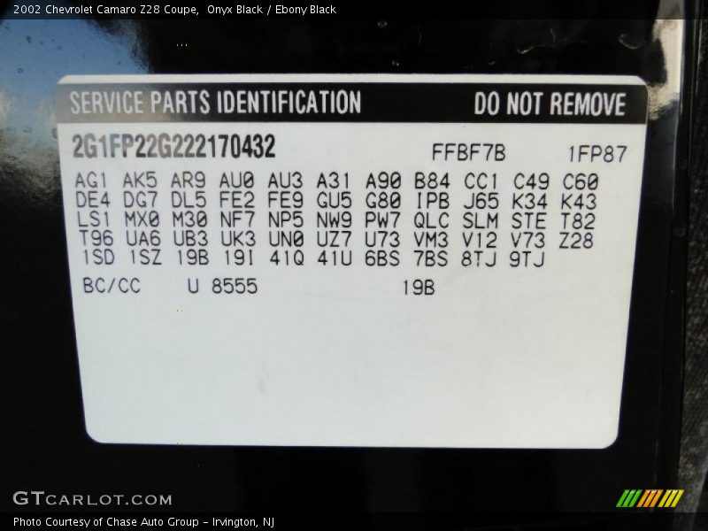 Onyx Black / Ebony Black 2002 Chevrolet Camaro Z28 Coupe