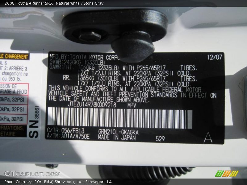 Natural White / Stone Gray 2008 Toyota 4Runner SR5