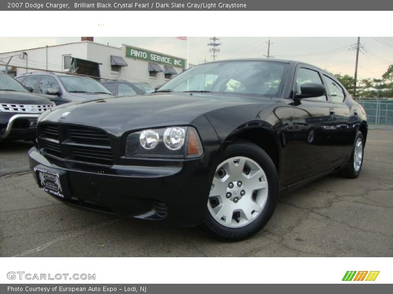 Brilliant Black Crystal Pearl / Dark Slate Gray/Light Graystone 2007 Dodge Charger