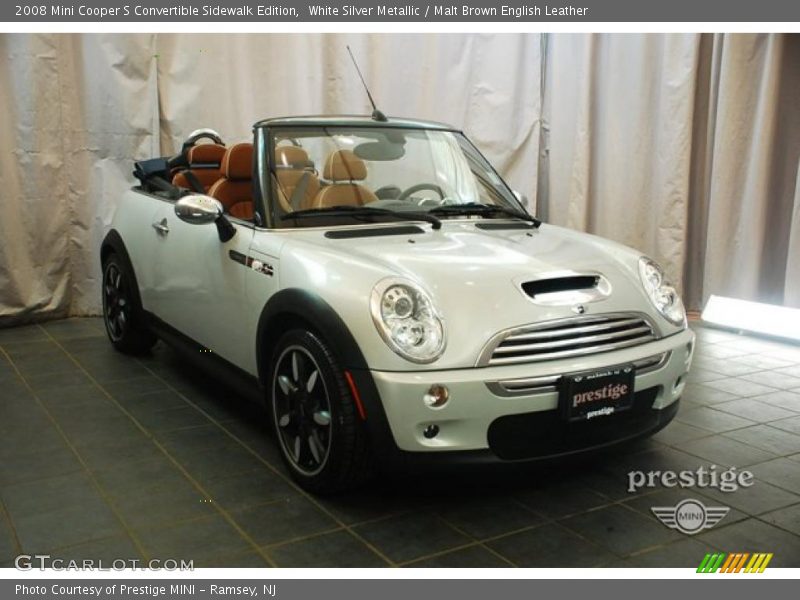 White Silver Metallic / Malt Brown English Leather 2008 Mini Cooper S Convertible Sidewalk Edition