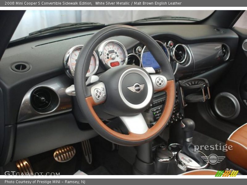 White Silver Metallic / Malt Brown English Leather 2008 Mini Cooper S Convertible Sidewalk Edition