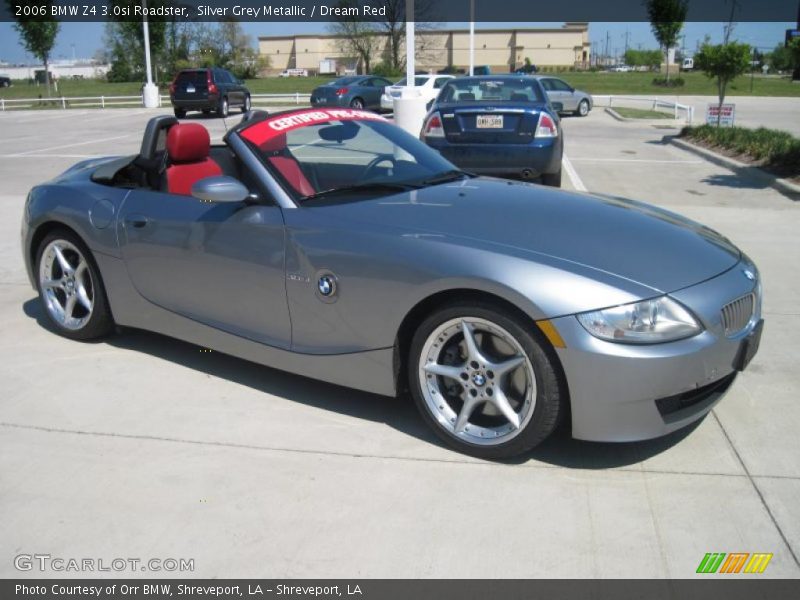 Silver Grey Metallic / Dream Red 2006 BMW Z4 3.0si Roadster