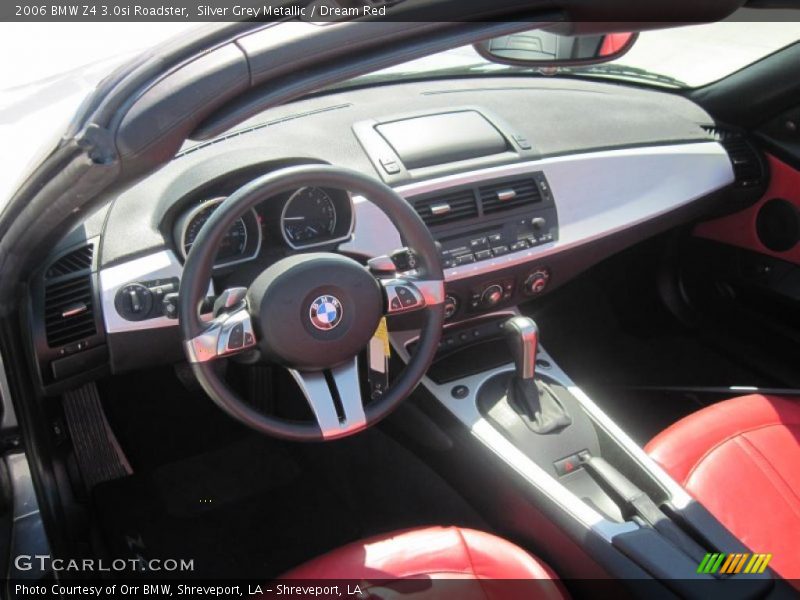 Silver Grey Metallic / Dream Red 2006 BMW Z4 3.0si Roadster