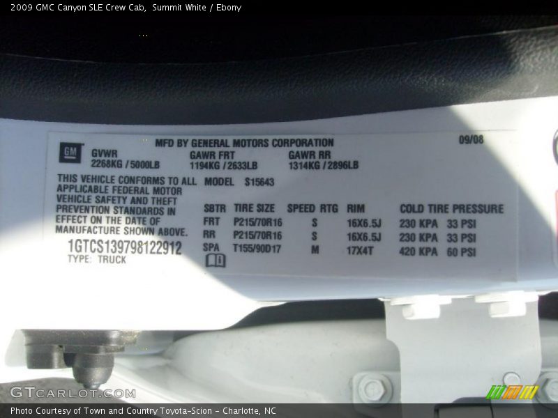 Summit White / Ebony 2009 GMC Canyon SLE Crew Cab