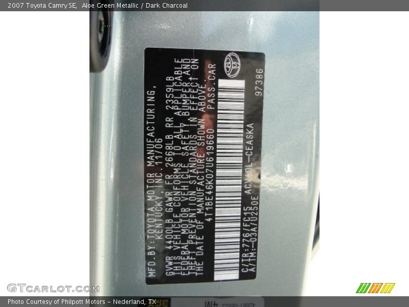 Aloe Green Metallic / Dark Charcoal 2007 Toyota Camry SE
