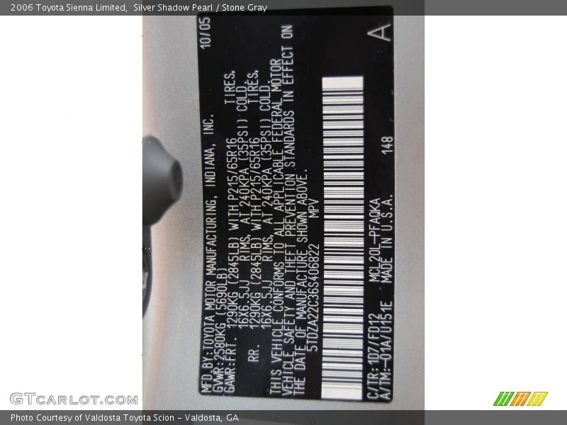 Silver Shadow Pearl / Stone Gray 2006 Toyota Sienna Limited