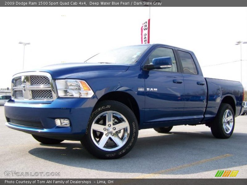 Deep Water Blue Pearl / Dark Slate Gray 2009 Dodge Ram 1500 Sport Quad Cab 4x4