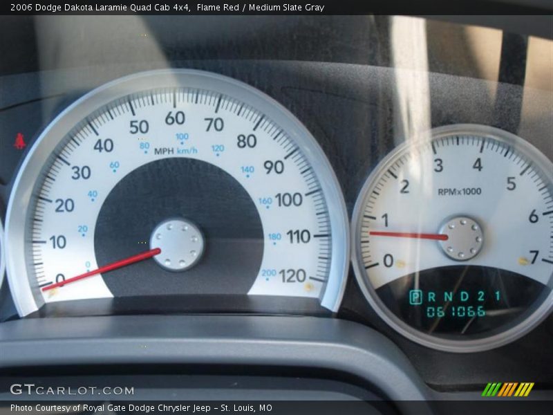 Flame Red / Medium Slate Gray 2006 Dodge Dakota Laramie Quad Cab 4x4