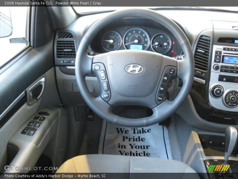 Powder White Pearl / Gray 2008 Hyundai Santa Fe GLS