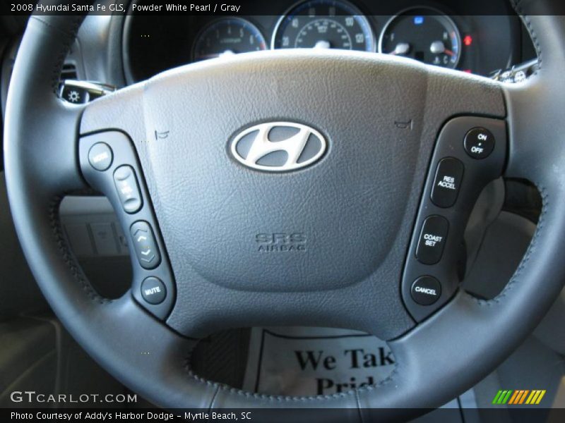Powder White Pearl / Gray 2008 Hyundai Santa Fe GLS