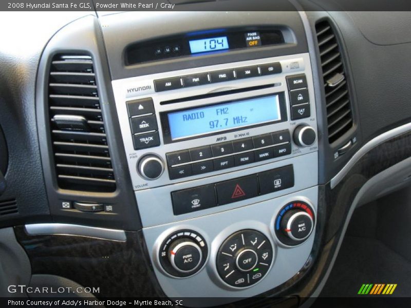 Powder White Pearl / Gray 2008 Hyundai Santa Fe GLS