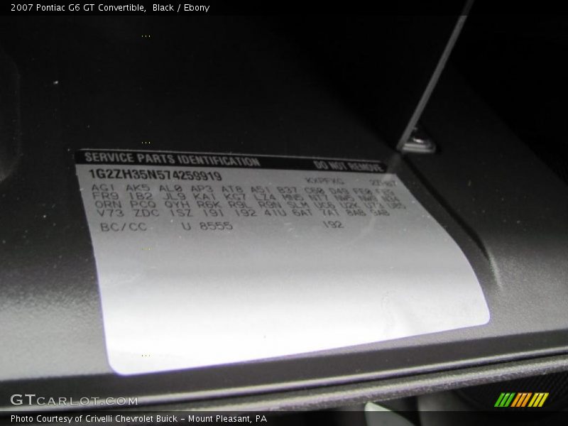Black / Ebony 2007 Pontiac G6 GT Convertible
