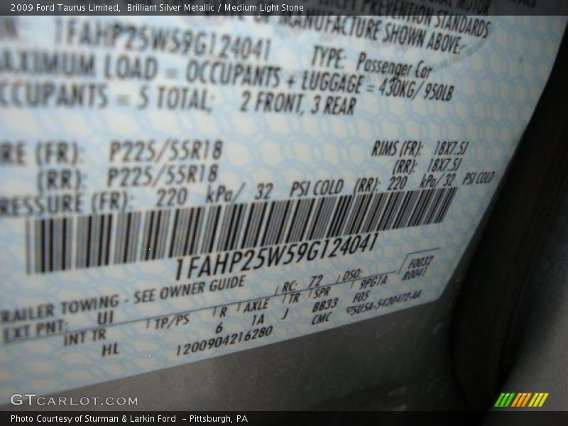 Brilliant Silver Metallic / Medium Light Stone 2009 Ford Taurus Limited