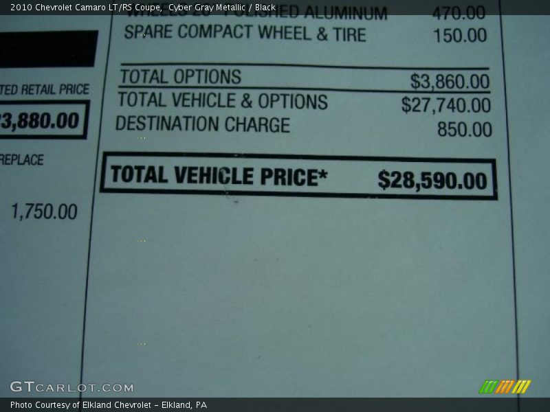 Cyber Gray Metallic / Black 2010 Chevrolet Camaro LT/RS Coupe