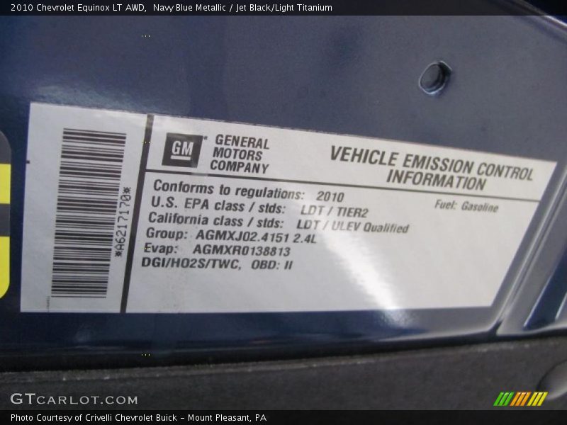 Navy Blue Metallic / Jet Black/Light Titanium 2010 Chevrolet Equinox LT AWD