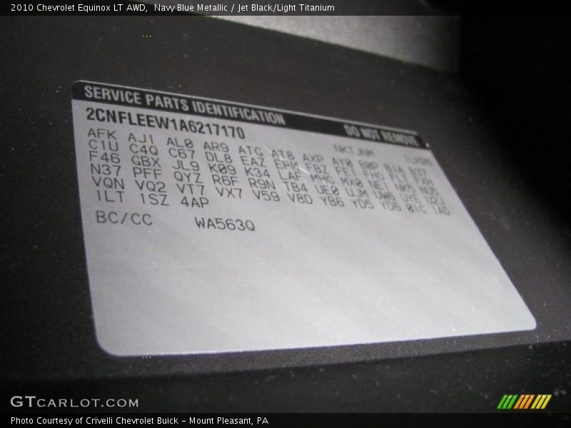 Navy Blue Metallic / Jet Black/Light Titanium 2010 Chevrolet Equinox LT AWD