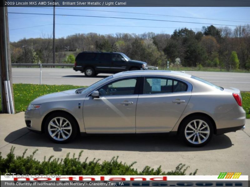 Brilliant Silver Metallic / Light Camel 2009 Lincoln MKS AWD Sedan