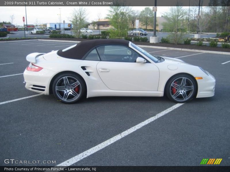 Cream White / Cocoa Brown 2009 Porsche 911 Turbo Cabriolet