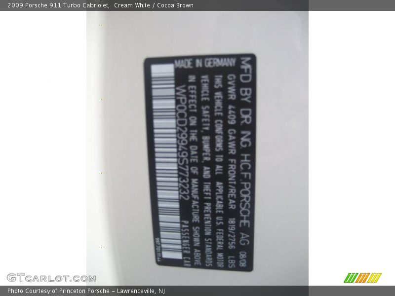 Cream White / Cocoa Brown 2009 Porsche 911 Turbo Cabriolet