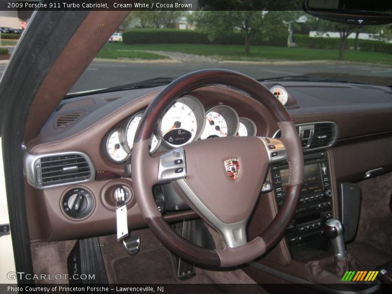 Cream White / Cocoa Brown 2009 Porsche 911 Turbo Cabriolet