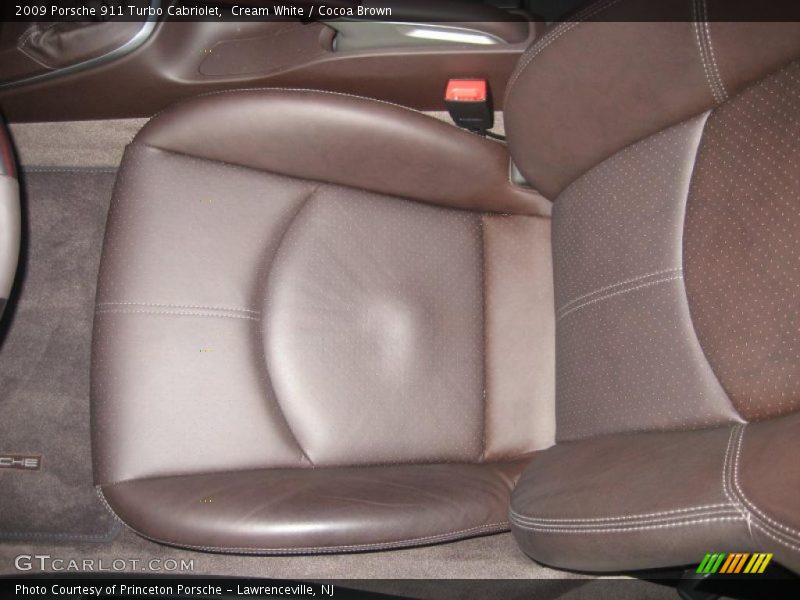 Cream White / Cocoa Brown 2009 Porsche 911 Turbo Cabriolet