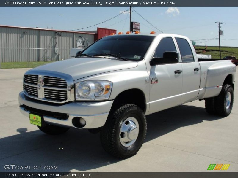 Bright Silver Metallic / Medium Slate Gray 2008 Dodge Ram 3500 Lone Star Quad Cab 4x4 Dually