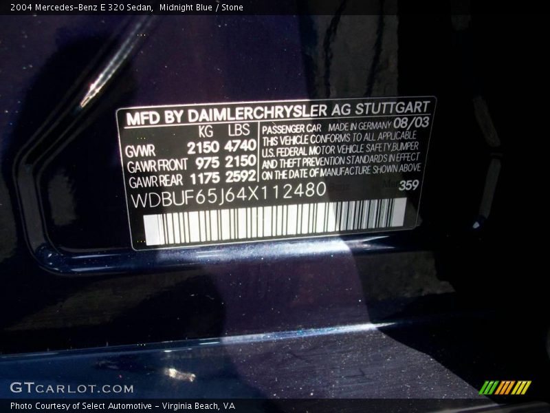 Midnight Blue / Stone 2004 Mercedes-Benz E 320 Sedan
