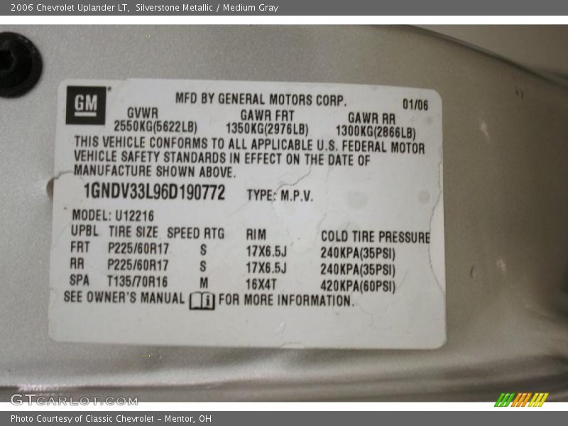 Silverstone Metallic / Medium Gray 2006 Chevrolet Uplander LT