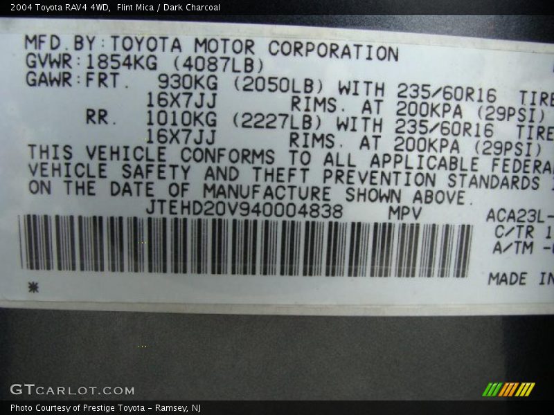 Flint Mica / Dark Charcoal 2004 Toyota RAV4 4WD