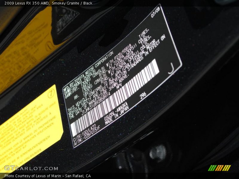 Smokey Granite / Black 2009 Lexus RX 350 AWD