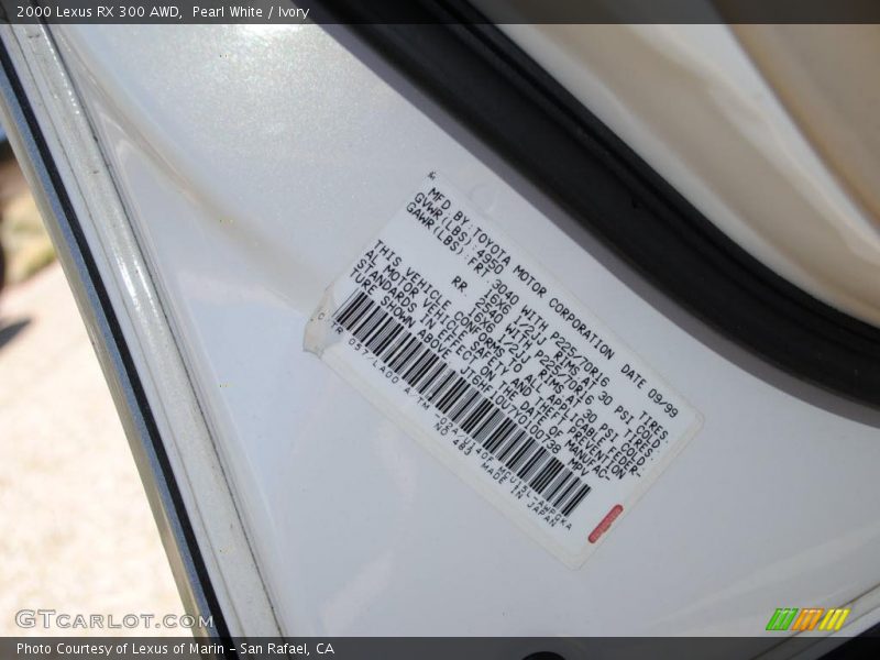 Pearl White / Ivory 2000 Lexus RX 300 AWD